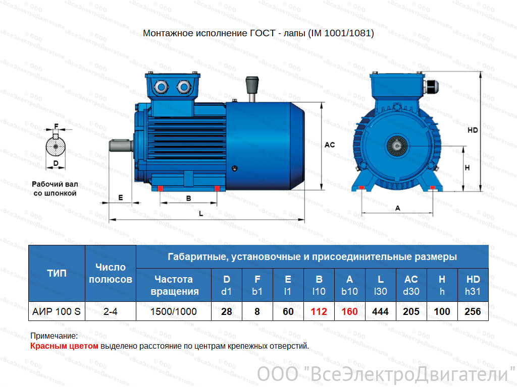 Электродвигатель с тормозом ЭЛМАШ АИР 100 S4 Е2, IM1081 (3,0 кВт 1500 об/мин)1873986