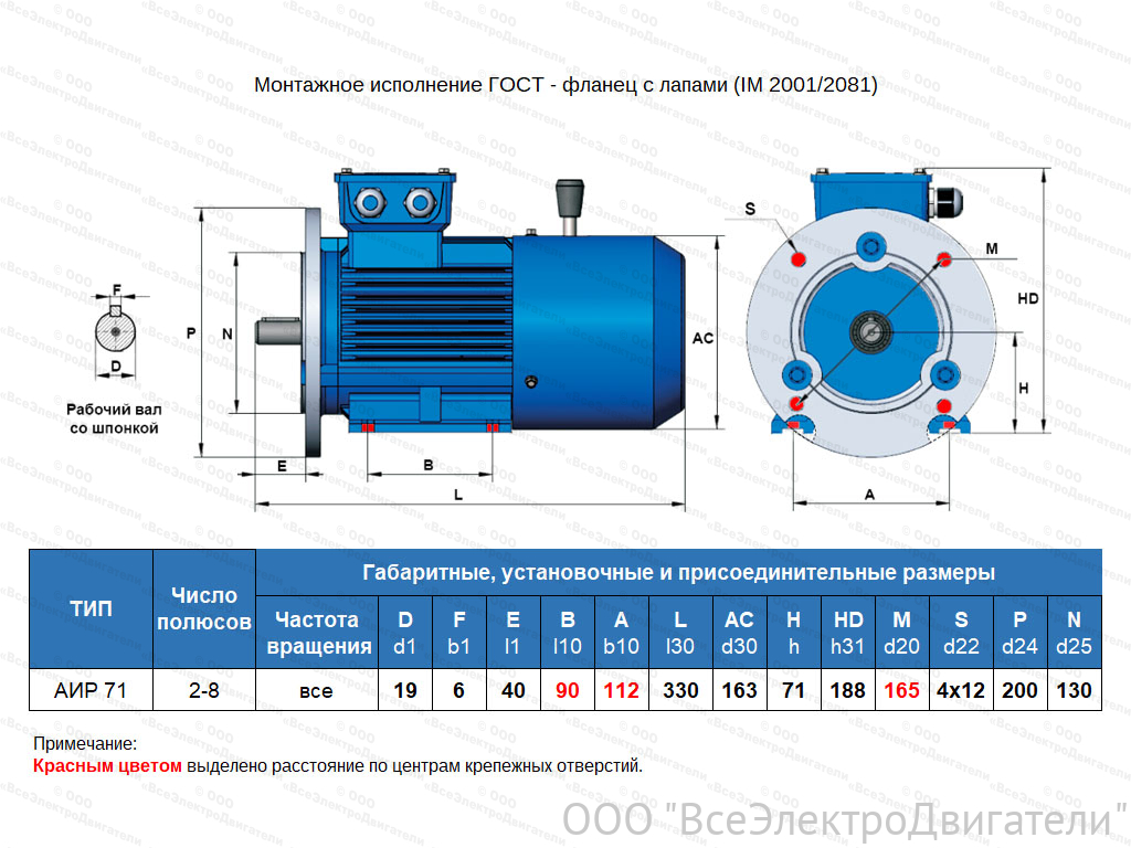 Электродвигатель с тормозом VEMPER АИР 71 В6 ED2, IM2081 (0,55 кВт 1000 об/мин)1873880