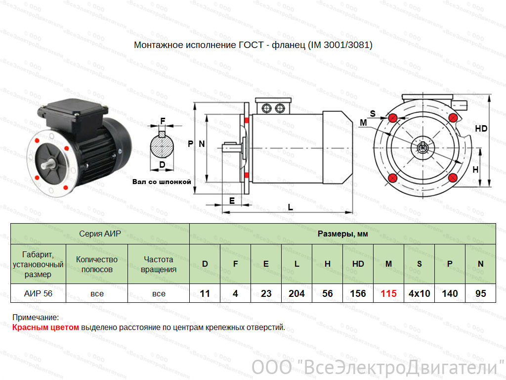 Электродвигатель ЭЛМАШ АИР 56 А4 IM3081 AL (0,12 кВт 1500 об/мин)2010980