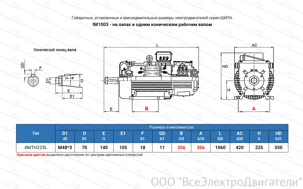 Электродвигатель крановый 4МТН 225 L6, IM1003 (лапы)1839917