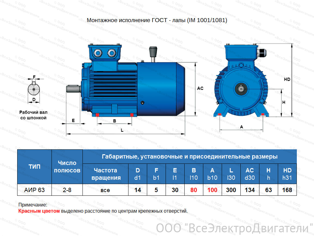 Электродвигатель с тормозом VEMPER АИР 63 А4 ED2, IM1081 (0,25 кВт 1500 об/мин)1873824